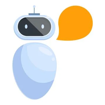 Cute robot talking with speech bubble, artificial intelligence chatbot icon Stock Illustration