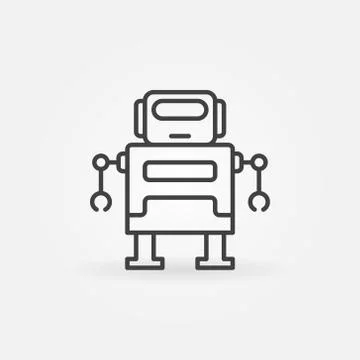 Cute robot vector icon in thin line style Stock Illustration