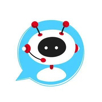 Cute robot,ai chat bot in speak bubble.Vector cartoon character illustration Stock Illustration