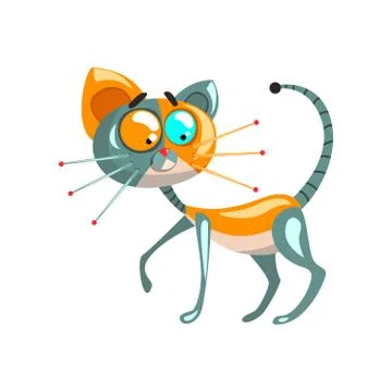 Cute robotic cat, artificial intelligence concept vector Illustrations on a Illustrazione stock