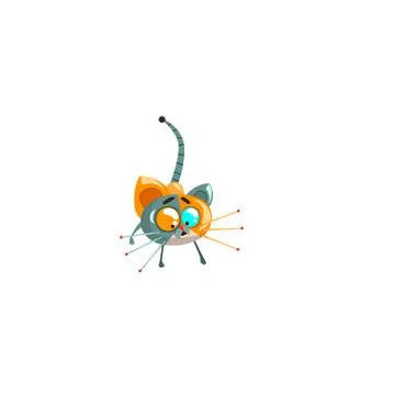 Cute robotic kitten, funny robot animal, artificial intelligence concept vector Illustrazione stock