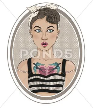 Cute rockabilly style fashion girl Stock Illustration