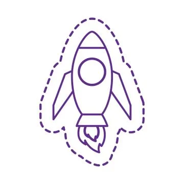 Cute rocket patch line style icon vector design Illustrazione stock
