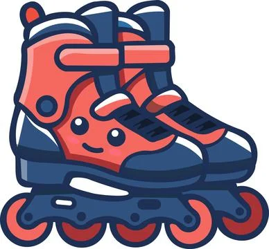 Cute roller skates pair character graphic icon Stock Illustration