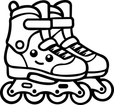 Cute roller skates pair coloring page icon Ilustração Stock