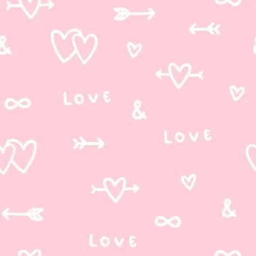 Cute romantic love seamless pattern. Stock Illustration