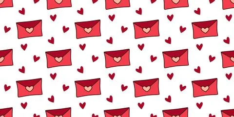 Cute romantic seamless pattern with love letters イラスト素材