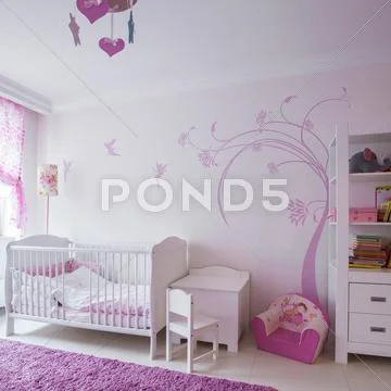 Cute room for baby girl Stock Photos