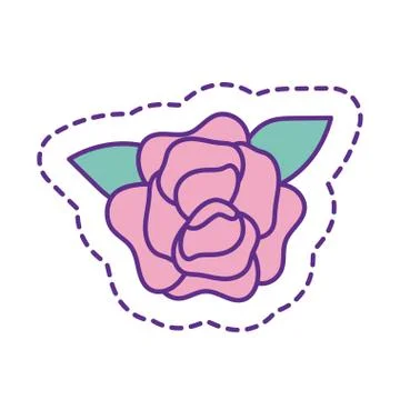 Cute rose flower patch line and fill style icon vector design Illustrazione stock