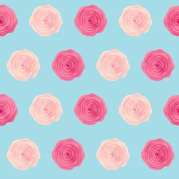 Cute Rose Flower Seamless Pattern Background Vector Illustration Stock Illustration