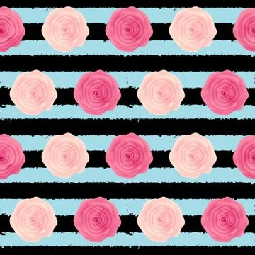 Cute Rose Flower Seamless Pattern Background Vector Illustration Illustrazione stock