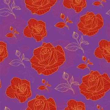 Cute rose seamless vector pattern background. Great for summer vintage fabric Stock Illustration