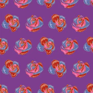 Cute rose seamless vector pattern background. Great for summer vintage fabric Stock Illustration