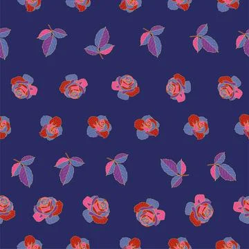 Cute rose seamless vector pattern background. Great for summer vintage fabric Stock Illustration