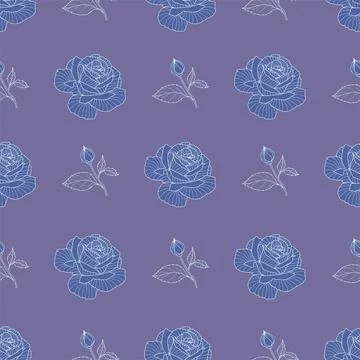 Cute rose seamless vector pattern background. Great for summer vintage fabric Stock Illustration