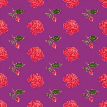 Cute rose seamless vector pattern background. Great for summer vintage fabric Illustrazione stock