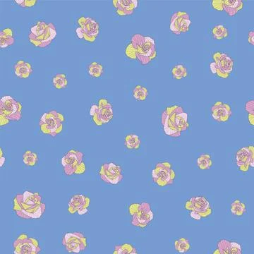Cute rose seamless vector pattern background. Great for summer vintage fabric Stock Illustration