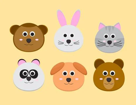 Cute round animals Stock Illustration