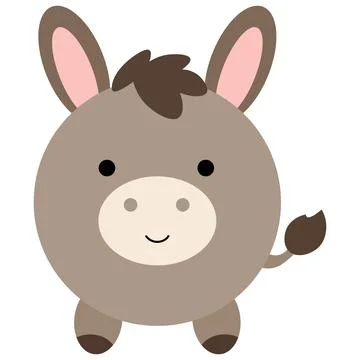 Cute Round Donkey Character Face Stock Illustration
