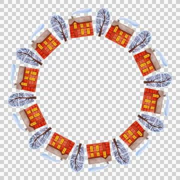 Cute round frames with winter elements Illustrazione stock