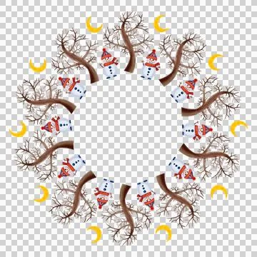 Cute round frames with winter elements Stock Illustration