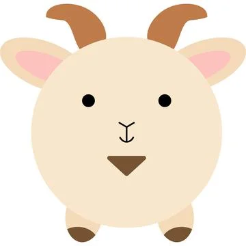 Cute Round Goat Character Face Stock Illustration