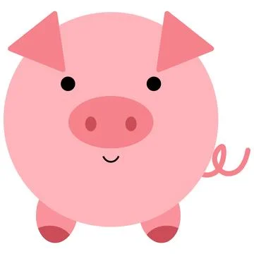 Cute Round Pig Character Face Stock Illustration