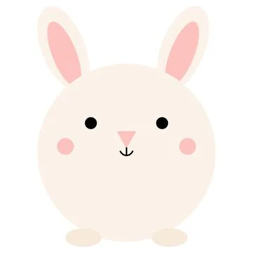 Cute Round Rabbit Character Face Stock Illustration