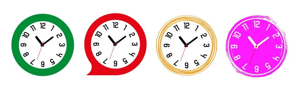 Cute round wall clock vector Stock Illustration