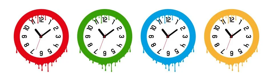 Cute round wall clock vector Stock Illustration