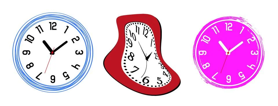 Cute round wall clock vector Illustrazione stock