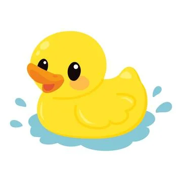 Cute Rubber Duck Floating In Water Stock Illustration