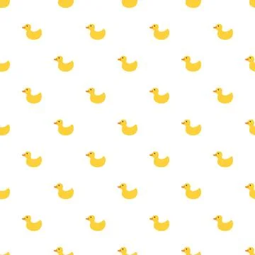 Cute rubber duck Seamless Pattern, Cartoon ducks Background vector Illustration. Illustrazione stock