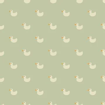 Cute rubber duck Seamless Pattern, Cartoon ducks Background vector Illustration. Stock Illustration
