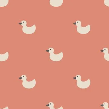 Cute rubber duck Seamless Pattern, Cartoon ducks Background vector Illustration. Stock Illustration