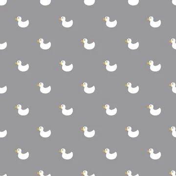 Cute rubber duck Seamless Pattern, Cartoon ducks Background vector Illustration. Stock Illustration