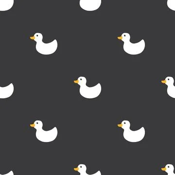 Cute rubber duck Seamless Pattern, Cartoon ducks Background vector Illustration. Stock Illustration