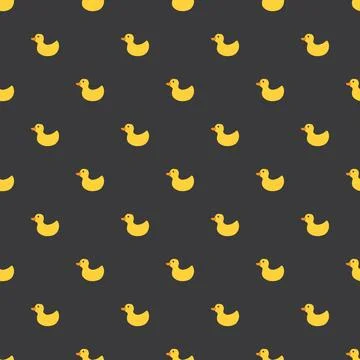 Cute rubber duck Seamless Pattern, Cartoon ducks Background vector Illustration. Illustrazione stock