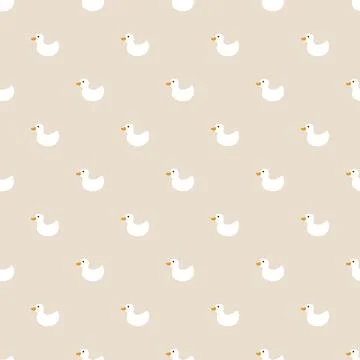 Cute rubber duck Seamless Pattern, Cartoon ducks Background vector Illustration. Stock Illustration