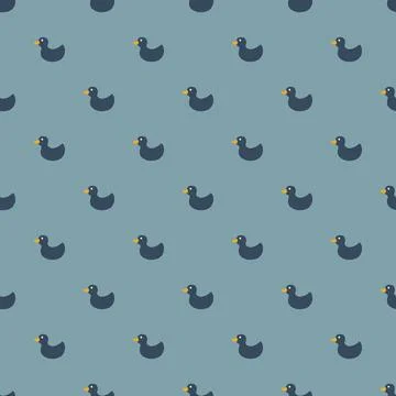 Cute rubber duck Seamless Pattern, Cartoon ducks Background vector Illustration. Stock Illustration