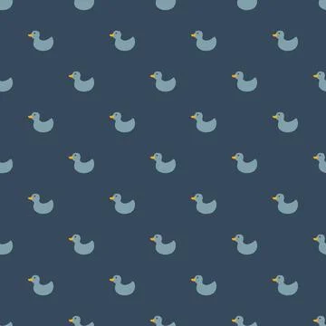 Cute rubber duck Seamless Pattern, Cartoon ducks Background vector Illustration. Stock Illustration
