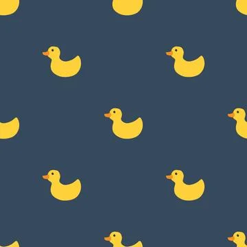 Cute rubber duck Seamless Pattern, Cartoon ducks Background vector Illustration. Stock Illustration