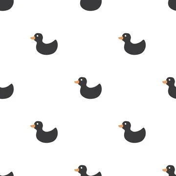 Cute rubber duck Seamless Pattern, Cartoon ducks Background vector Illustration. Stock Illustration