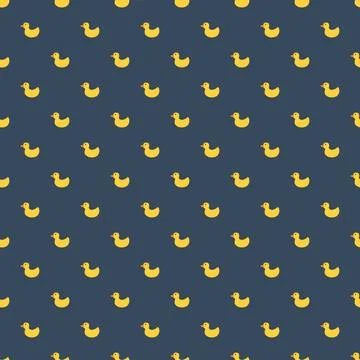 Cute rubber duck Seamless Pattern, Cartoon ducks Background vector Illustration. Stock Illustration
