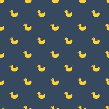 Cute rubber duck Seamless Pattern, Cartoon ducks Background vector Illustration. Illustrazione stock