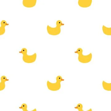 Cute rubber duck Seamless Pattern, Cartoon ducks Background vector Illustration. Stock Illustration