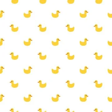 Cute rubber duck Seamless Pattern, Cartoon ducks Background vector Illustration. Stock Illustration