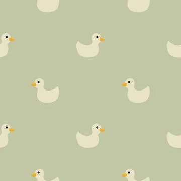 Cute rubber duck Seamless Pattern, Cartoon ducks Background vector Illustration. Stock Illustration
