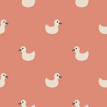 Cute rubber duck Seamless Pattern, Cartoon ducks Background vector Illustration. Stock Illustration