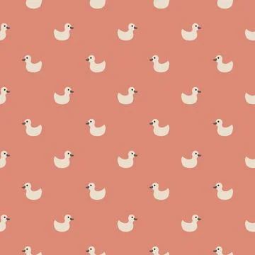 Cute rubber duck Seamless Pattern, Cartoon ducks Background vector Illustration. Stock Illustration